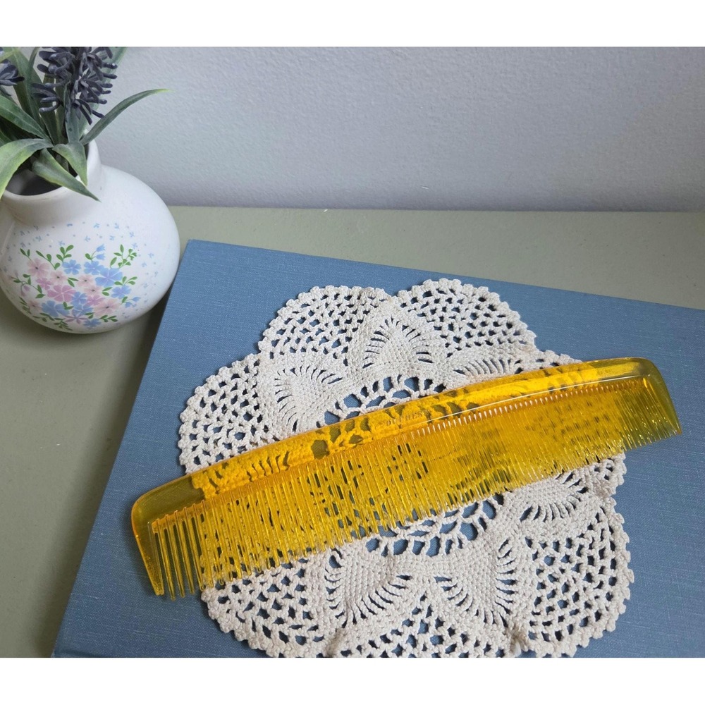 Vintage Duchess Amber Hair Comb Large 8 Inch Retro Vanity Hair Accessory